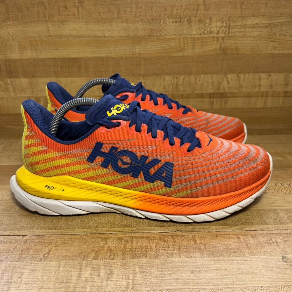 Hoka Mach 5 Mens Running Shoes Fiesta Radiant Yellow Orange 1127893 Size 9.5 D